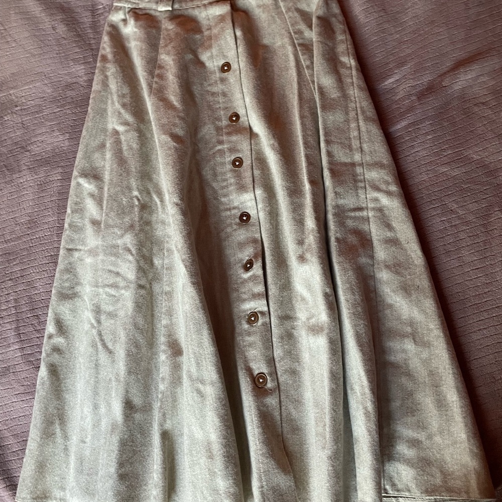 Elegant Tan wool Button-Down Skirt